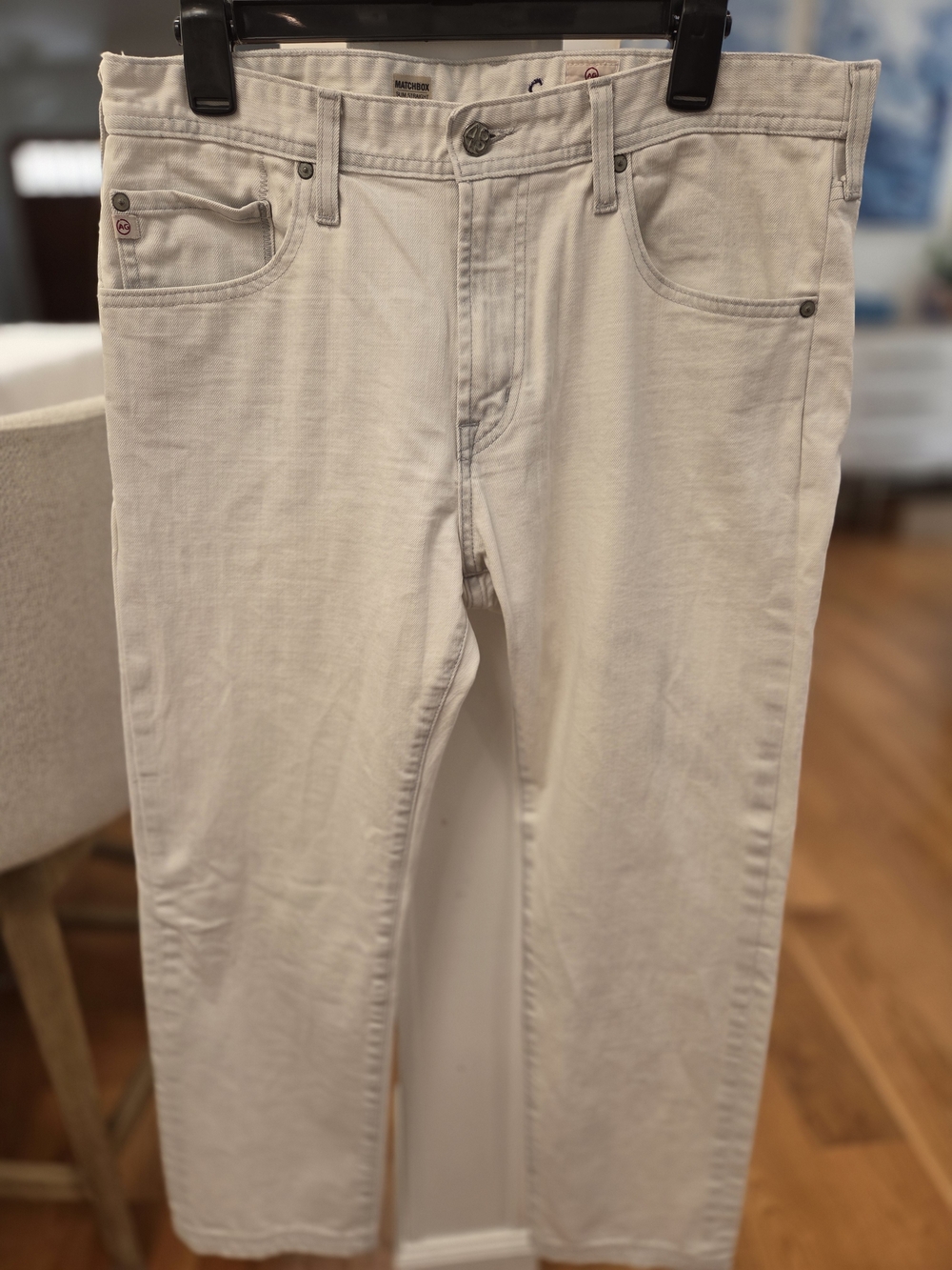 Ag Adriano Goldschmied Men's Made In USA Straight Jeans in Solod White (36)